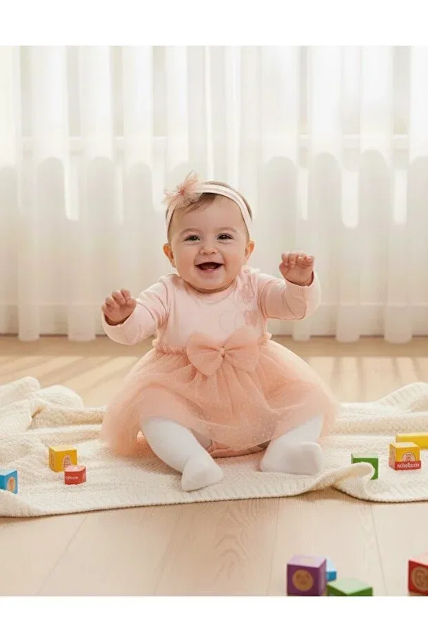 Детское платье для девочек кружевное комплекс Miniborn, Salmon