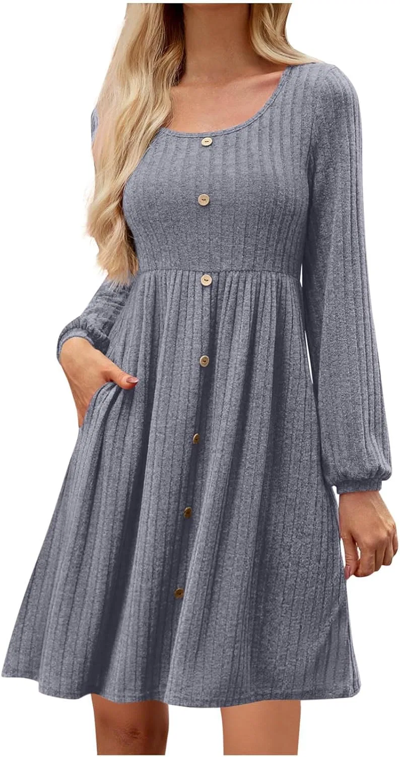 Женское трикотажное платье с пуговицами, Black