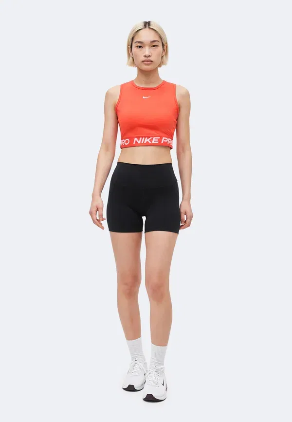 Топ с технологией Dri-fit 365 crop tank Nike Performance Light Crimson/White, белый/малиновый — фото 2