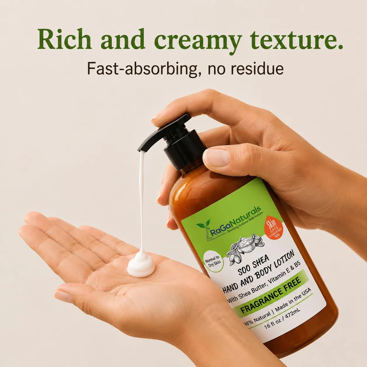 Лосьон для тела Shea Butter, Argan, Avocado, Vitamin E and B5, 499 г, RaGaNaturals — фото 3
