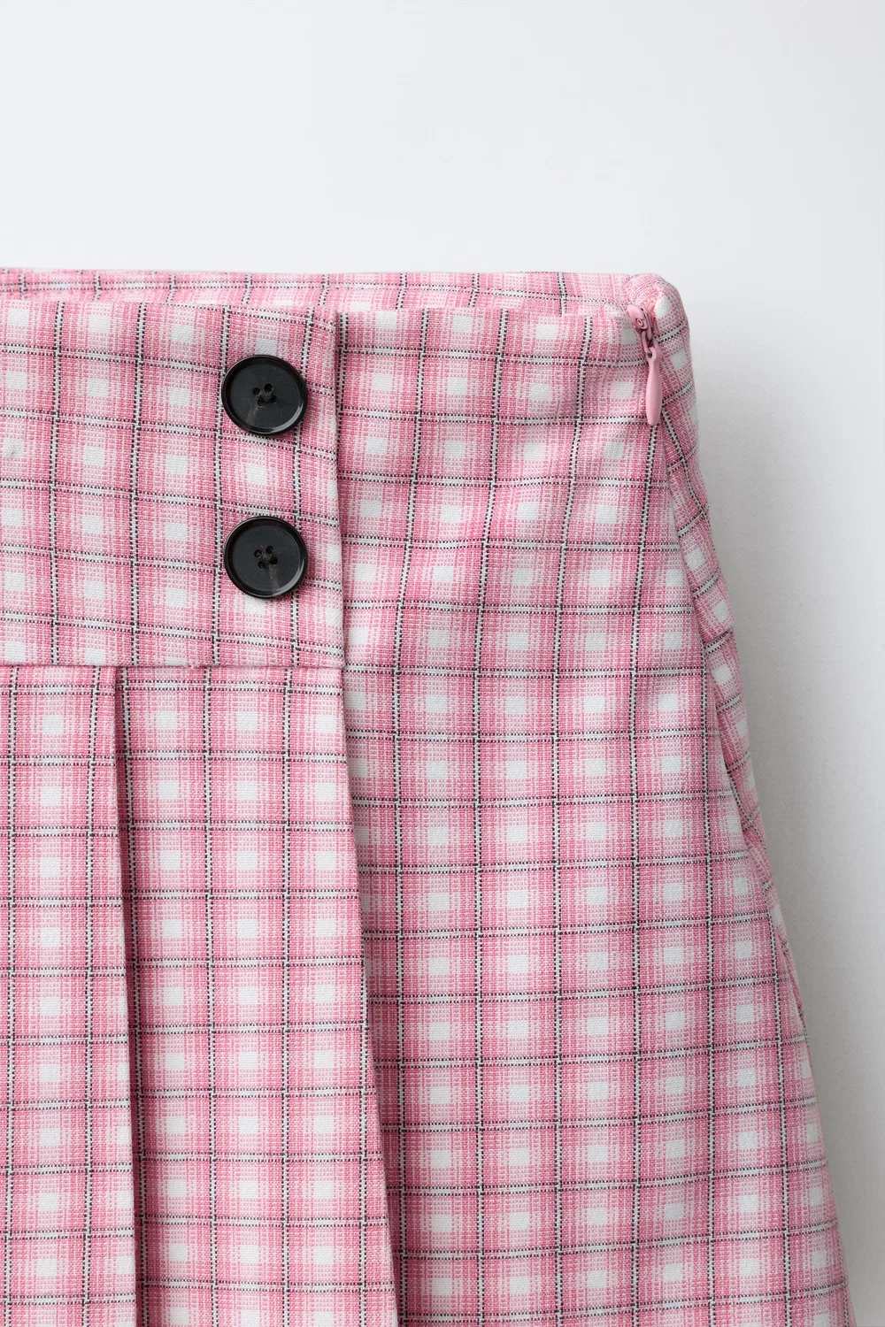 Плиссированная клетчатая юбка ZARA, Pink/White — фото 3