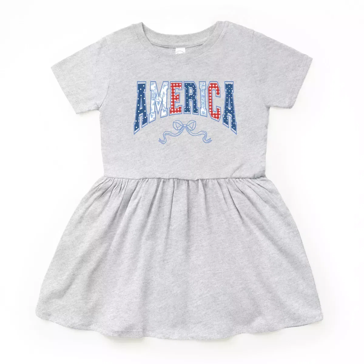 Детское платье с коротким рукавом с принтом Coquette America Arched The Juniper Shop, Heather Grey
