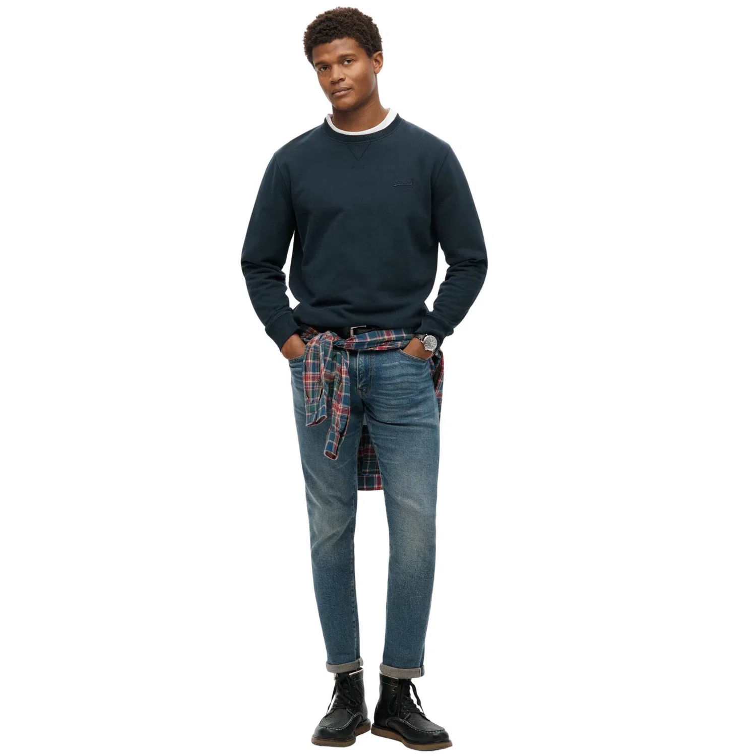 Мужской свитшот с длинным рукавом Essential Logo Crew Superdry, Navyblau — фото 3