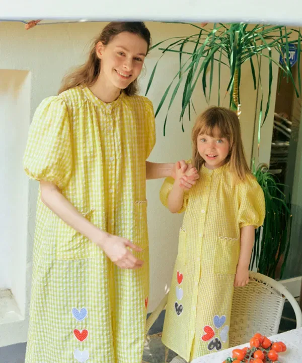 Платье-рубашка с заплатками и клеткой, Lilly Patch Checker Robe, Cocomoco, желтый