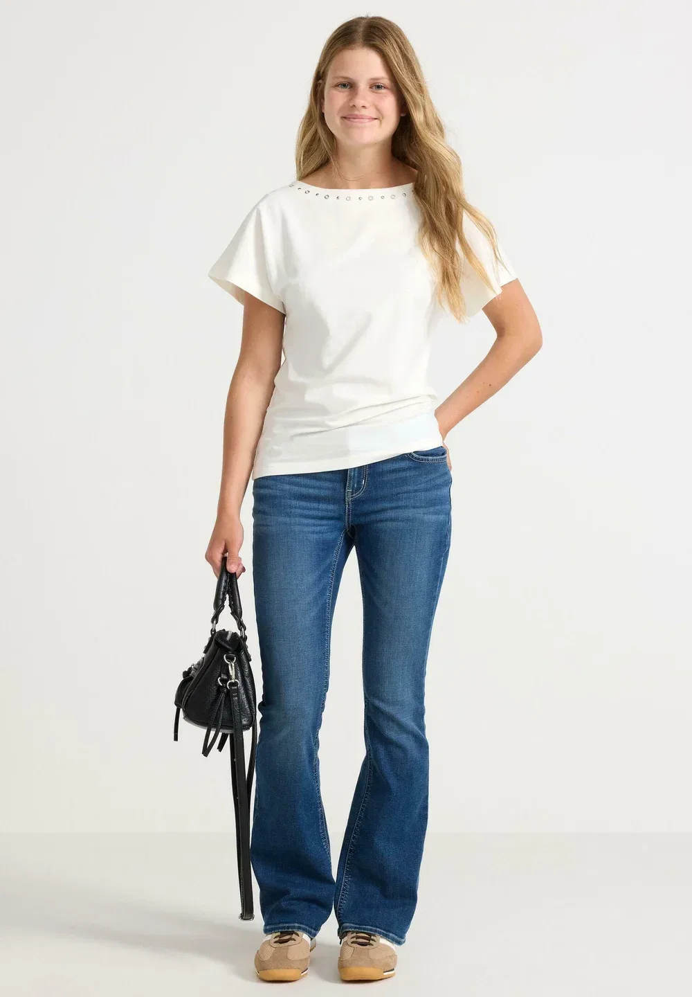 Футболка с короткими рукавами и заклепками - футболка с принтом Lindex, Off White