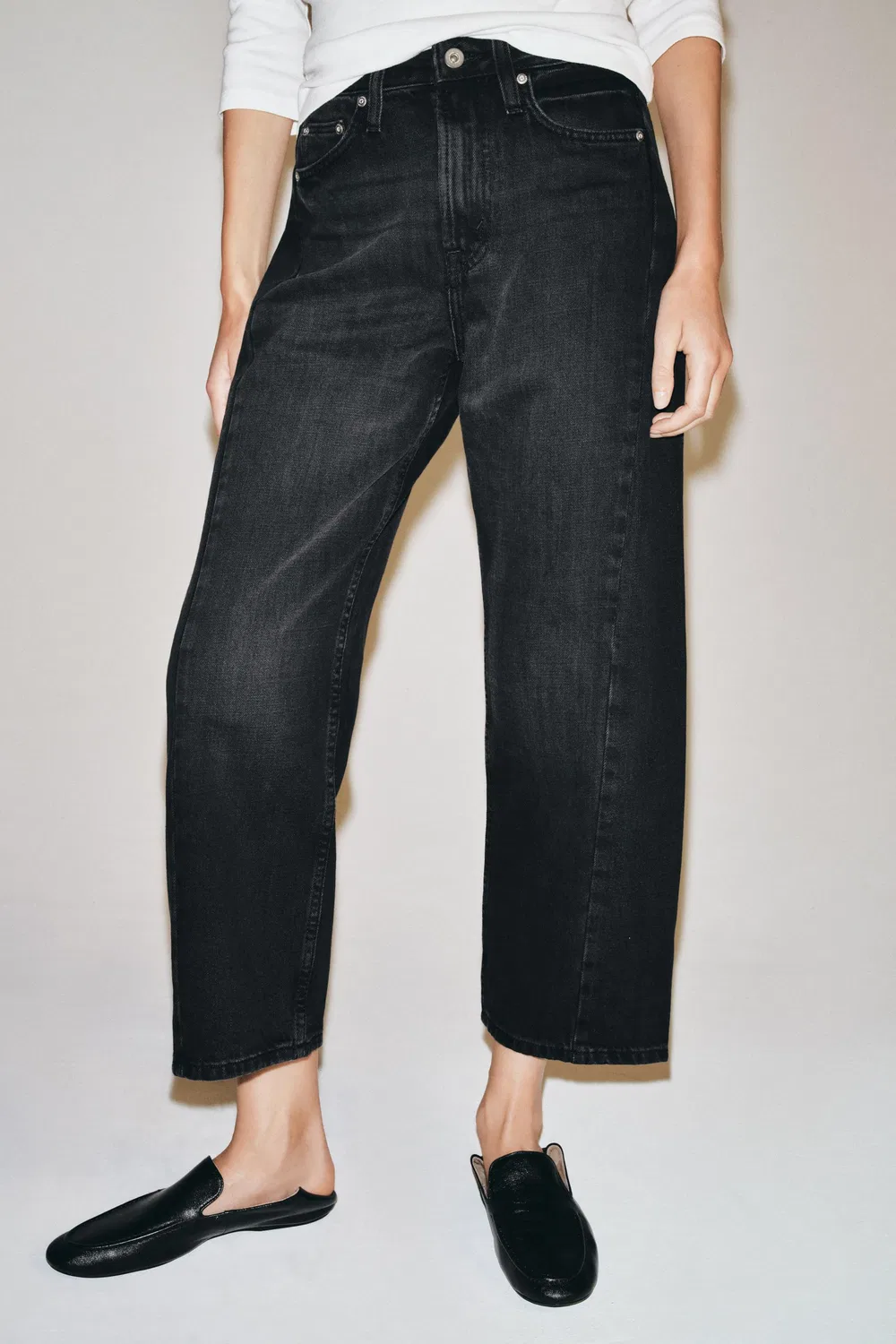 Джинсы средней посадки свободного кроя от ZW COLLECTION ZARA, Black — фото 2