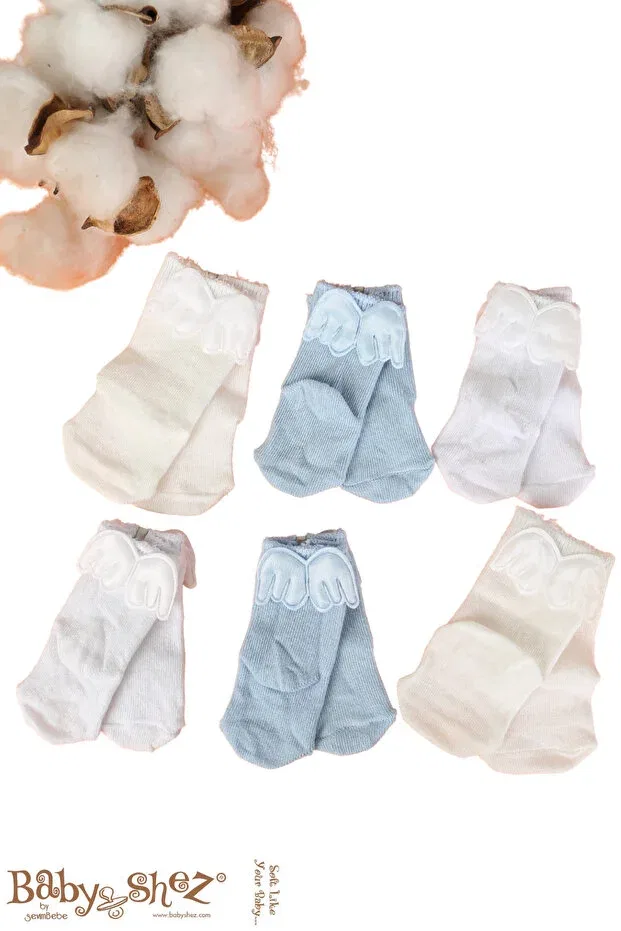 Детские носки для новорожденных хлопковые Angel Wings Baby Shez, Blue — фото 2