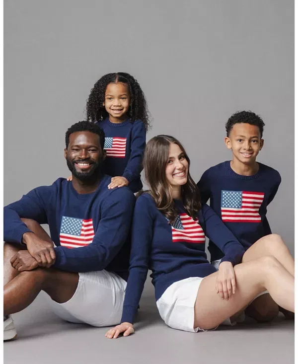 Детский свитер с длинным рукавом с принтом Hope & Henry, Navy Flag — фото 4