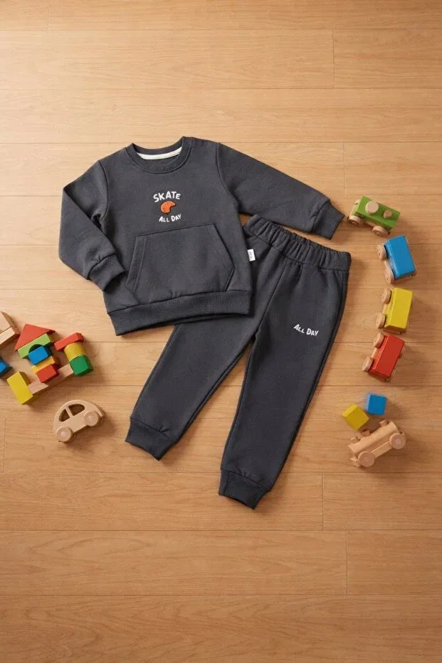 Детский спортивный комплект из 2 предметов с принтом Minelia Kids, Smoke Grey