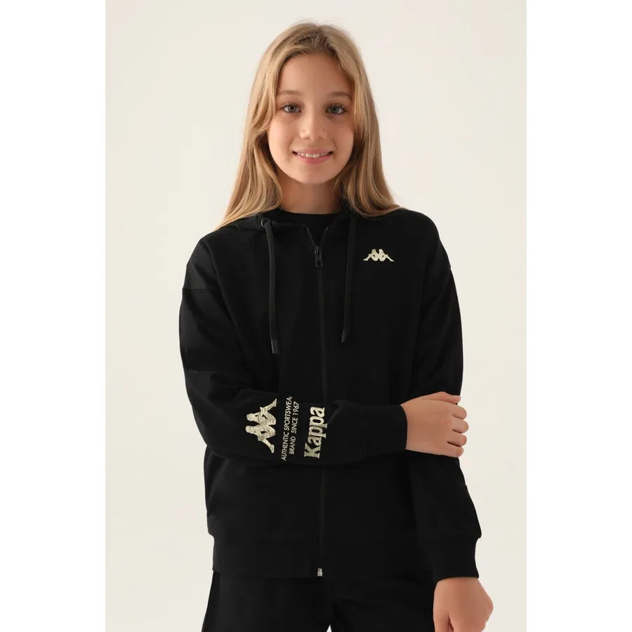 Детский свитшот с длинным рукавом Kappa Wear Siyah, Черный — фото 2