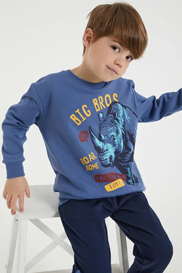 Детский спортивный комплект для мальчиков с принтом Rolypoly big bros blue boy tracksuit set Roly Poly, Blue — фото 2