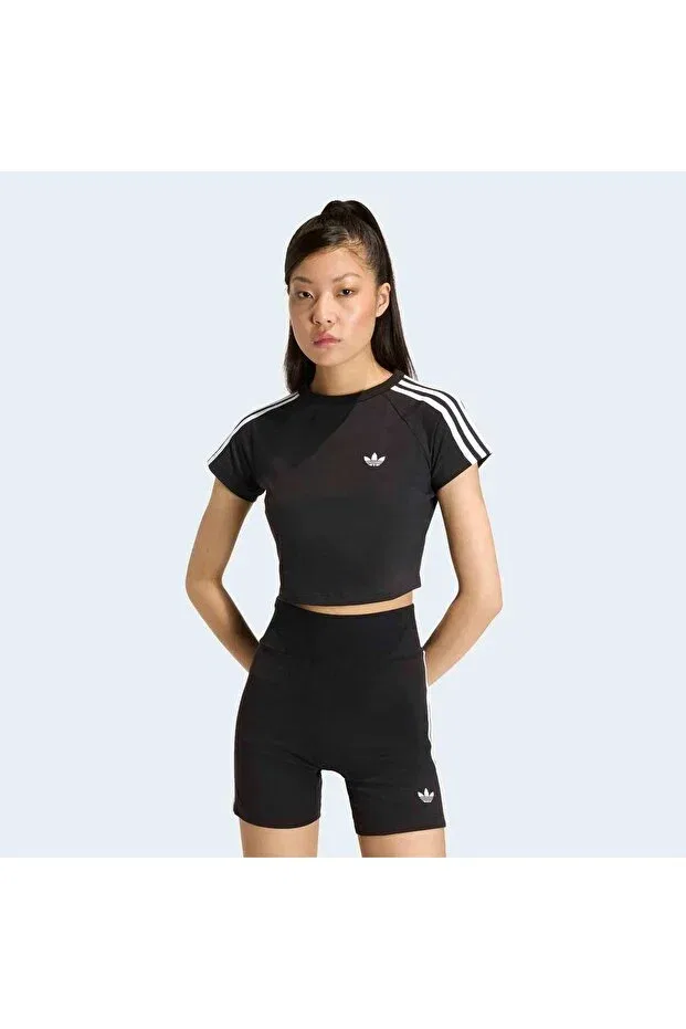 Женская футболка с полосками Adidas, Black / Black / White