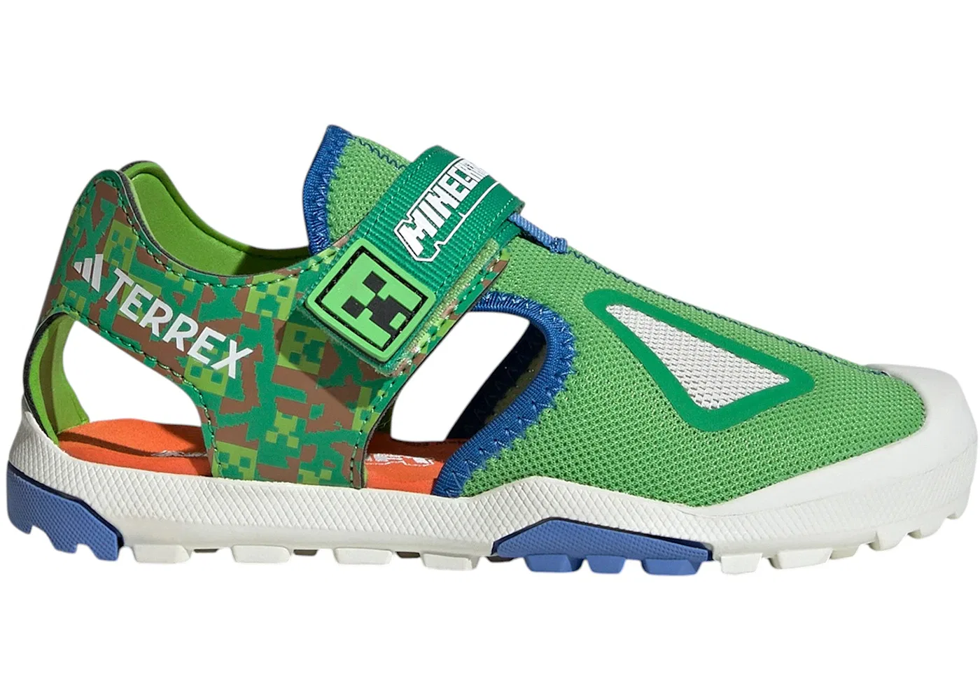 Детские сандалии с принтом Minecraft Adidas Terrex Captain Toey 2.0 Sandals, Semi Lucid Lime Ray Blue Semi Impact Orange