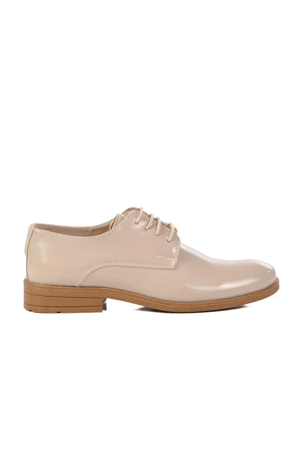 Детские классические туфли для мальчиков на шнуровке Ayakmod, Beige Patent Leather
