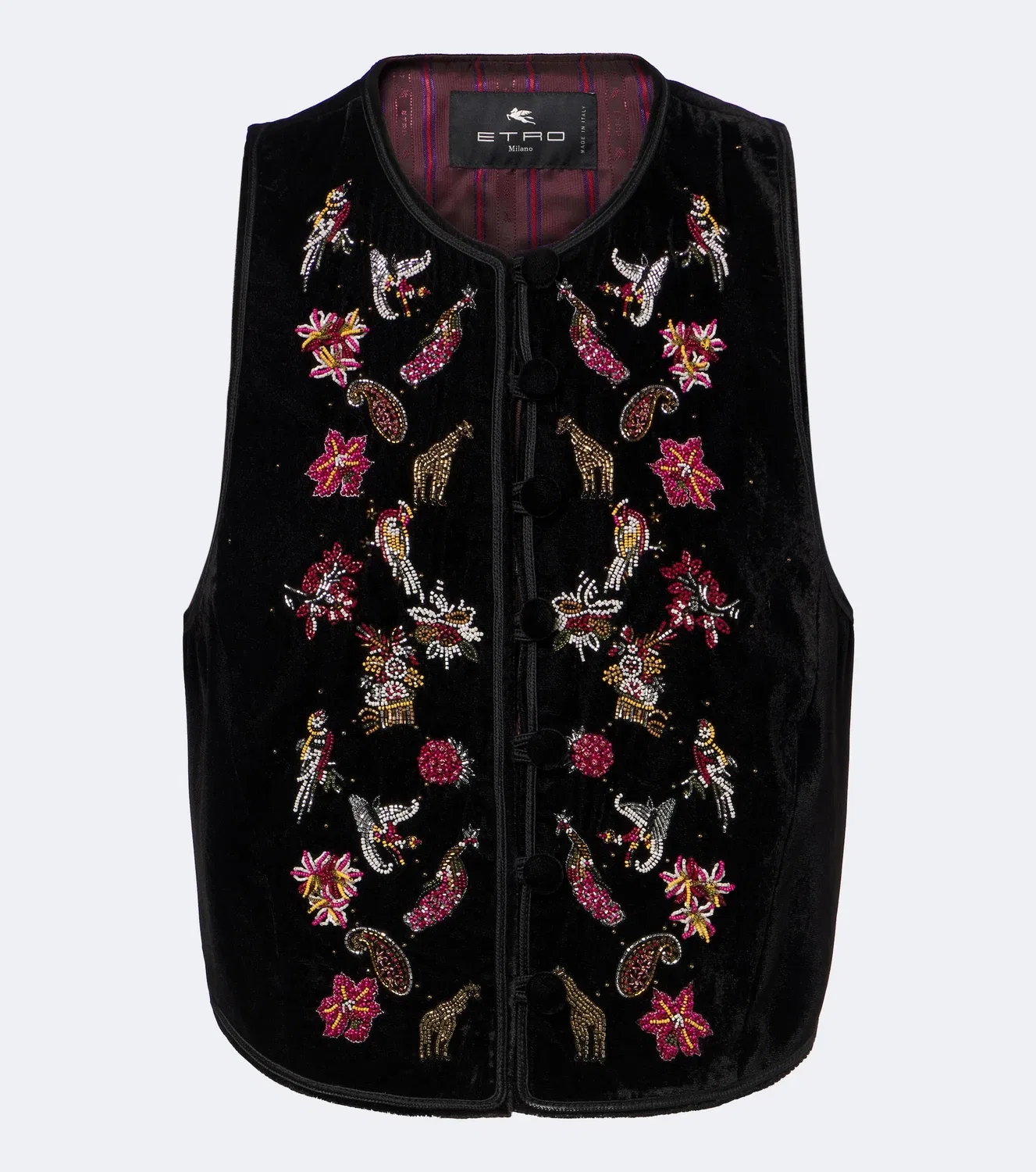 Жилет из бархата с бисером Etro, черный