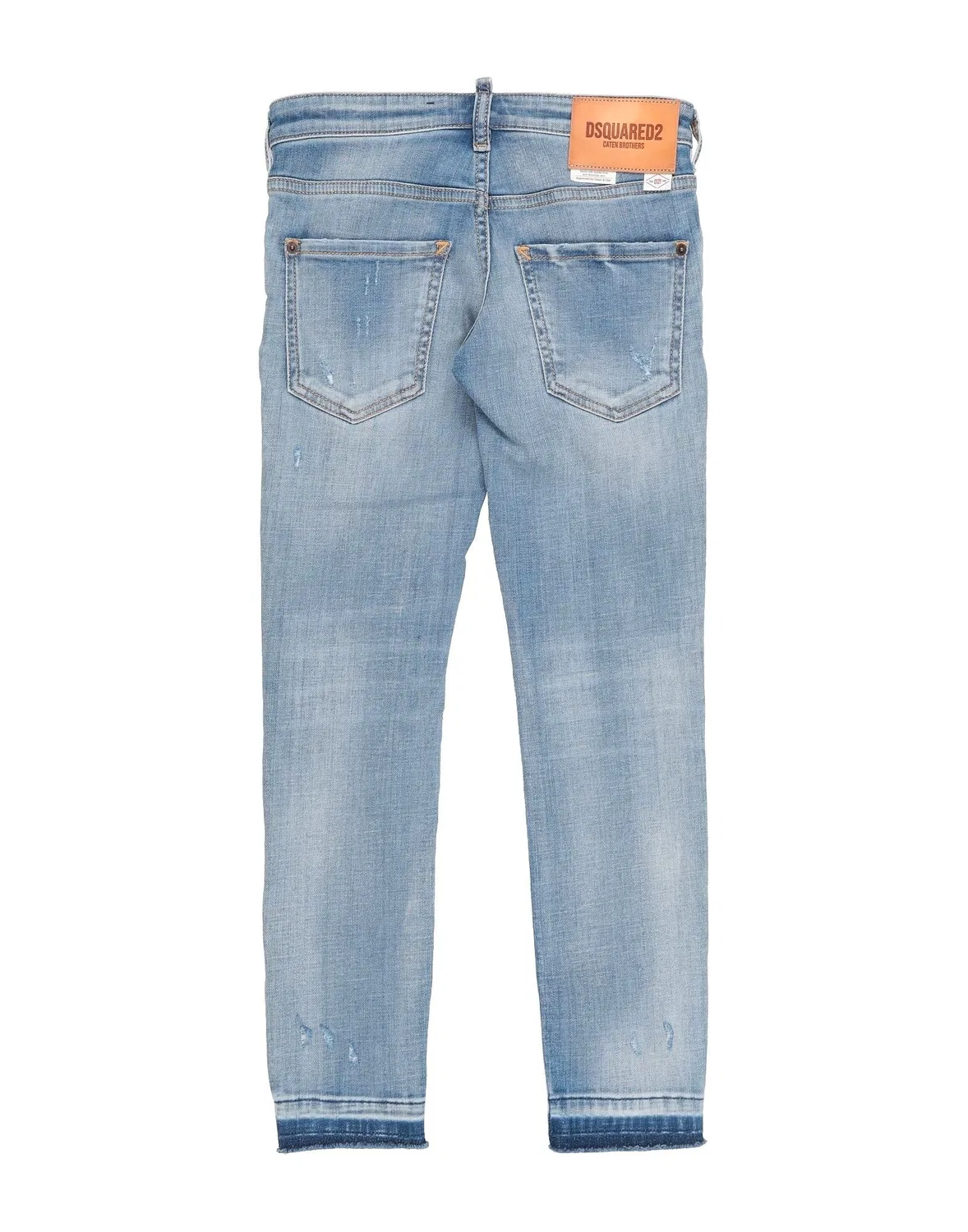 Детские джинсы для девочек с потертостями Dsquared2, Light Wash, синий — фото 2