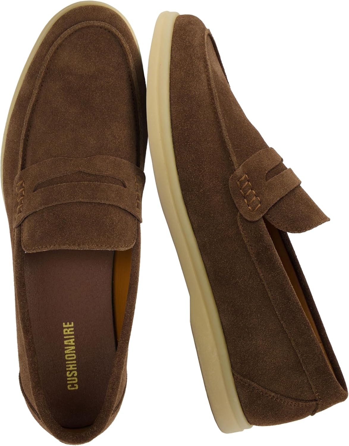 

Мужские слипоны CUSHIONAIRE Selby из натуральной кожи - повседневные лоферы Penny с поролоновой стелькой с эффектом памяти и резиновой подошвой, коричневый