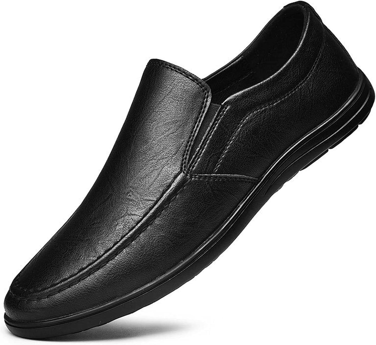 

Мужские лоферы из натуральной кожи с круглым носком, отделкой строчкой, удобные, гибкие, легкие, с плоским каблуком, устойчивые, для вечеринок, на молнии Jiadeli, черный