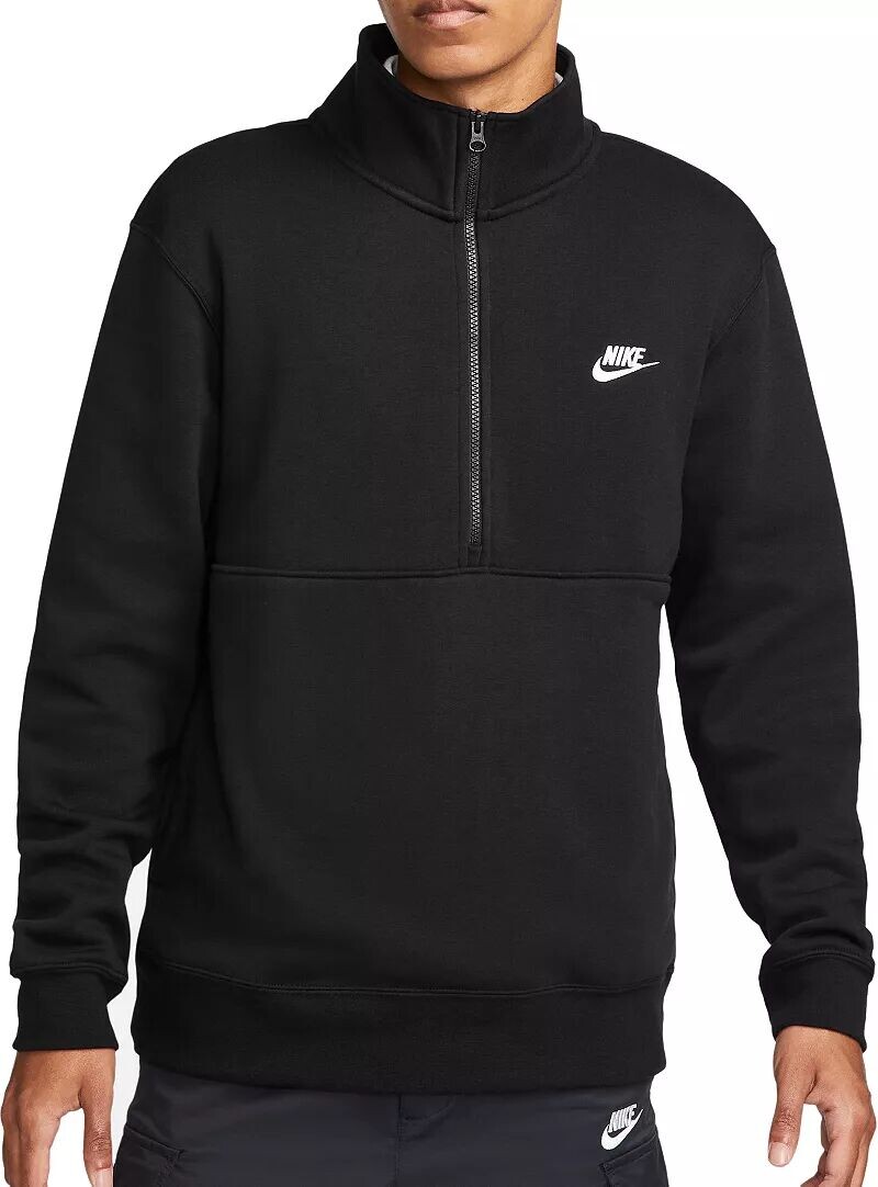 

Мужской пуловер с молнией 1/2 с начесом сзади Nike Sportswear Club, черный