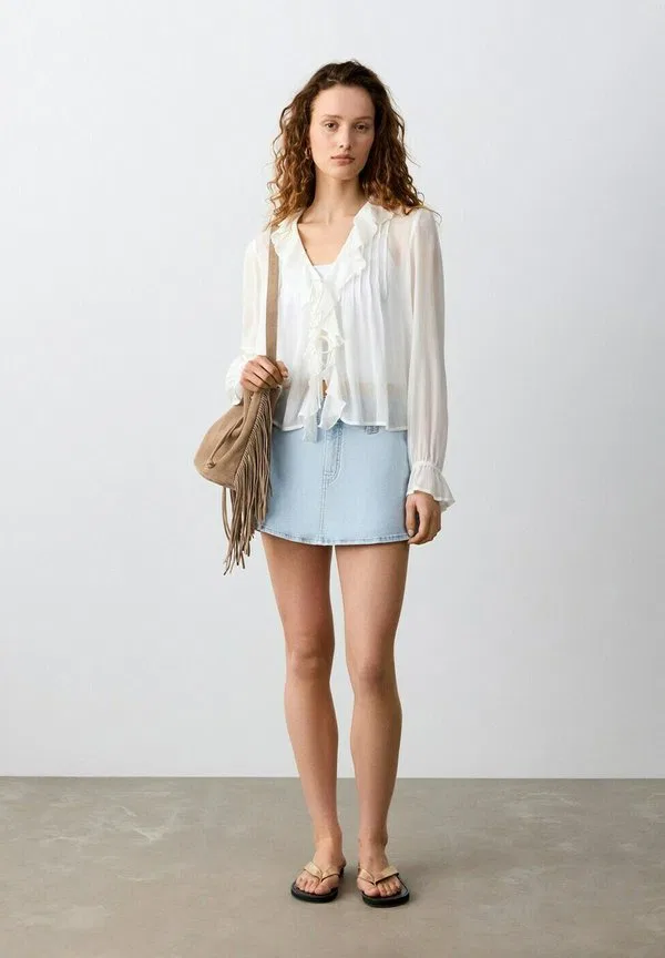 Подростковая юбка а-силуэта Mango Kids, Blue Denim — фото 4
