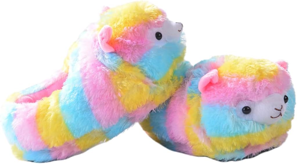 

Женские хлопковые тапочки с мультяшными животными, взрослые теплые плюшевые тапочки, мужские домашние тапочки, зимние теплые тапочки, тапочки-хомячки Wyike, Rainbow