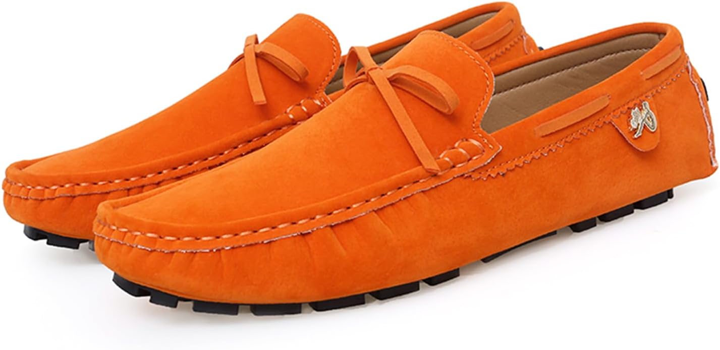 

Мужские лоферы Dacnakby, мокасины на плоской подошве с бантом, замшевые лоферы с боковой пряжкой, классические модели без шнурков, повседневная и деловая обувь, оранжевый