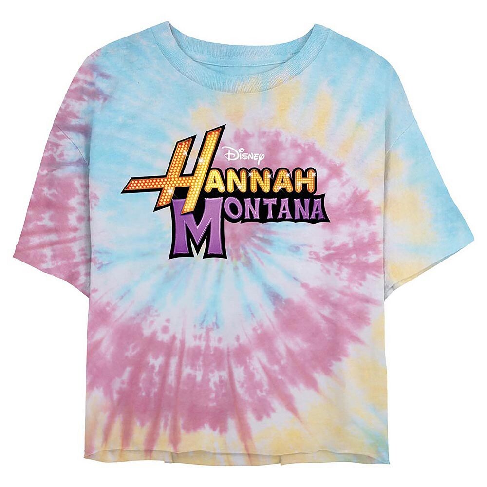 

Укороченная футболка с рисунком для детей Disney's Hannah Montana Logo, цвет Blue Pink Light Yellow