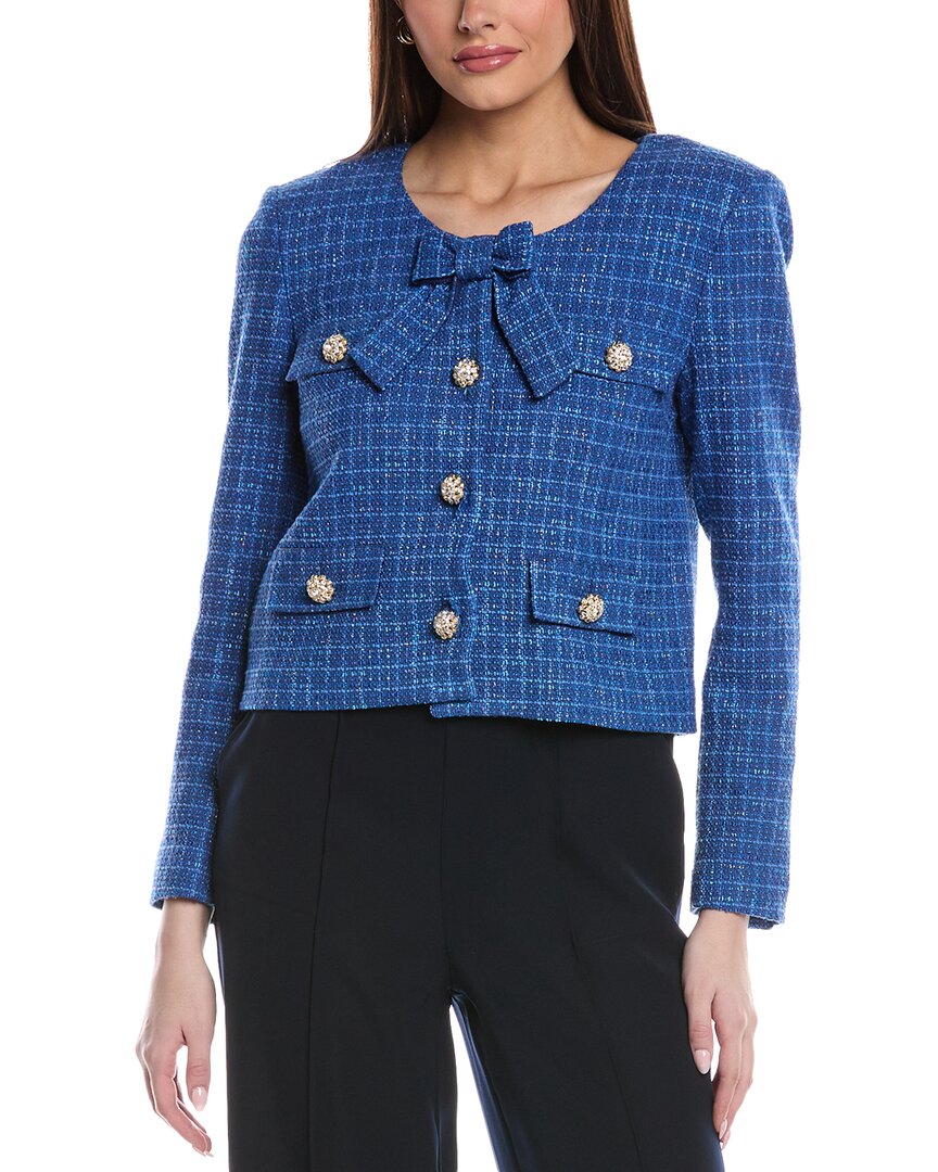 

St. John Woven Knit Куртка с рукавами-браслетами, синий