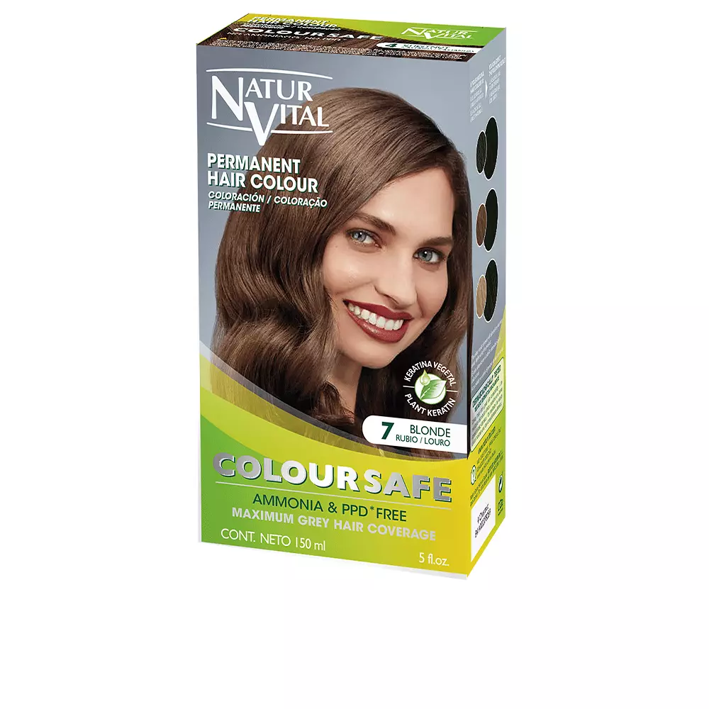 

Краска для волос Coloursafe tinte permanente Naturvital, цвет 7-rubio, 150 мл.