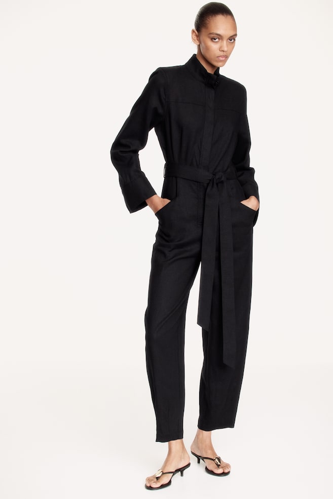 

Комбинезон из льняной ткани H&M, черный