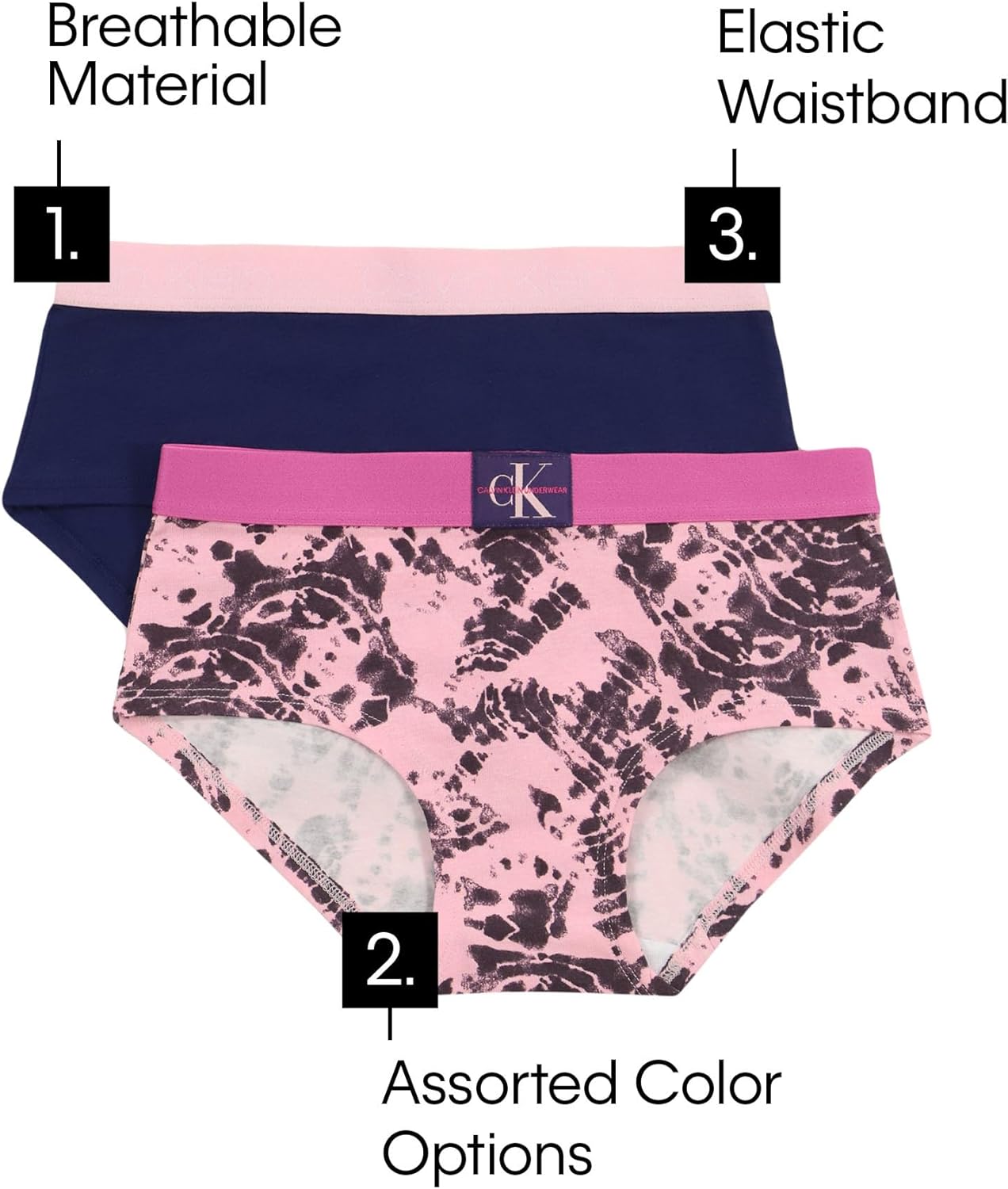 Комплект из 7 пар нижнего белья Calvin Klein Girls Hipster Cotton, Nude, Pink, Light Pink, White, Grey, Black, White — фото 3