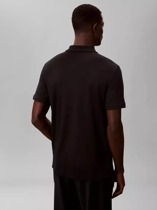Рубашка-поло пике с застежкой-молнией на воротнике Calvin Klein, Black — фото 3