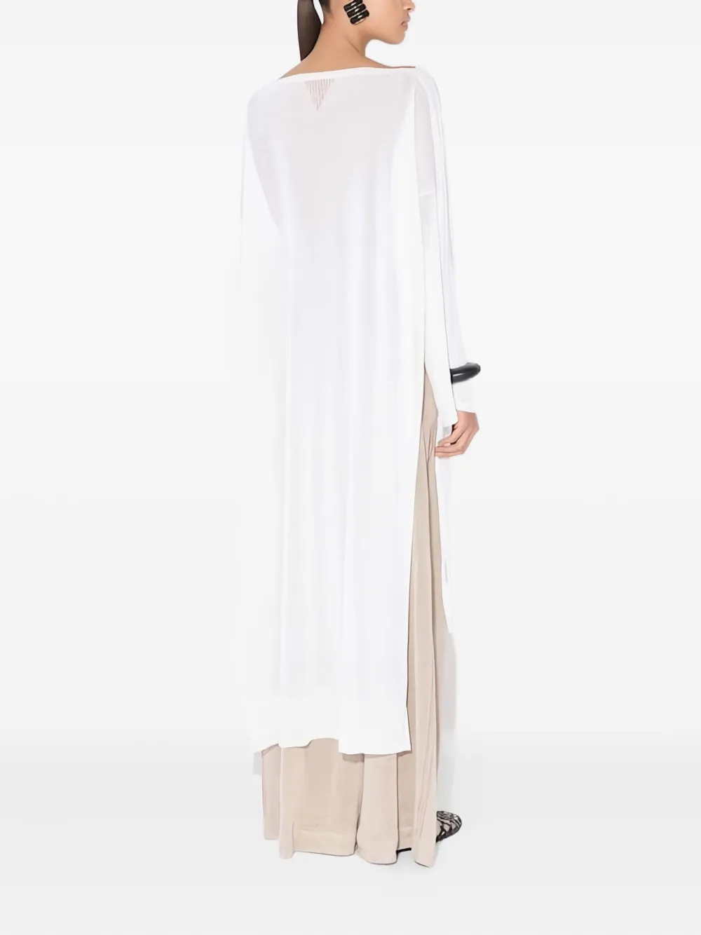 Топ из смеси льна и шелка с боковыми вырезами Alaïa, белый — фото 4