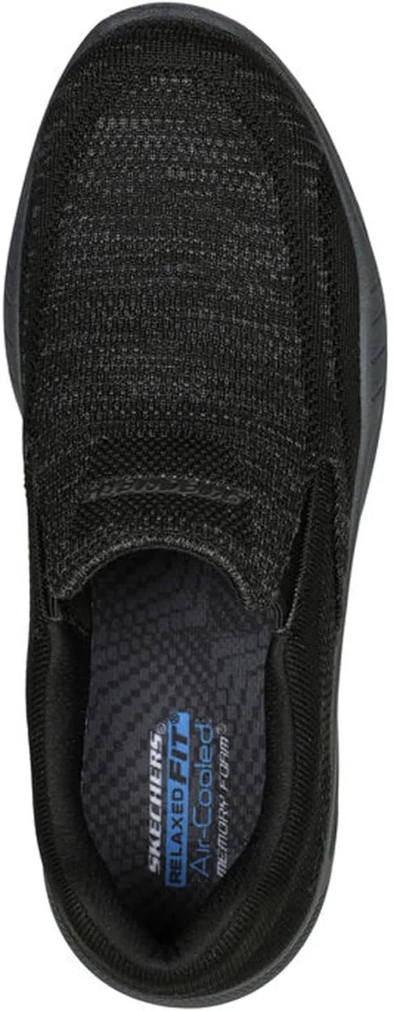 Мужские кроссовки Skechers свободного кроя Cohagen Knit Walk Trainers - очень широкая модель, Black (Black Cord) — фото 4