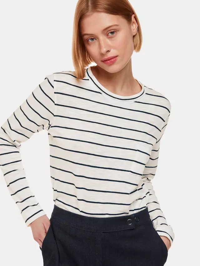

Топ Whistles Stripe Cotton Crew Neck, цвет ivory/multi