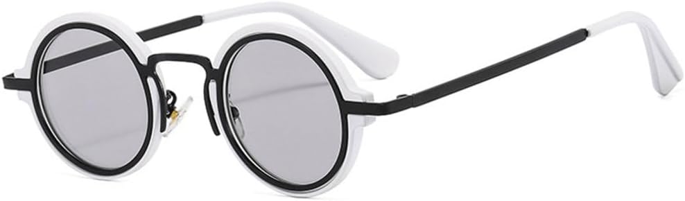 

LVTFCO Модные маленькие круглые мужские солнцезащитные очки в стиле панк, ретро, ​​прозрачные градиентные линзы, защита от УФ-излучения UV400, модные женские солнцезащитные очки, White Light Gray