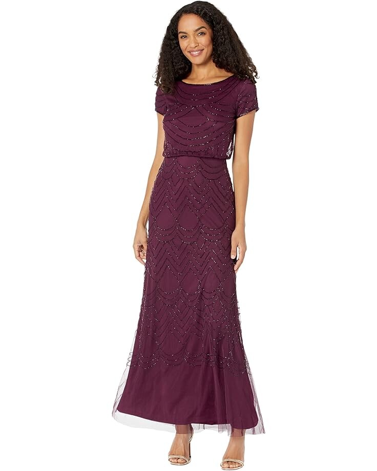 

Платье Adrianna Papell Blouson Beaded Gown, цвет Cassis