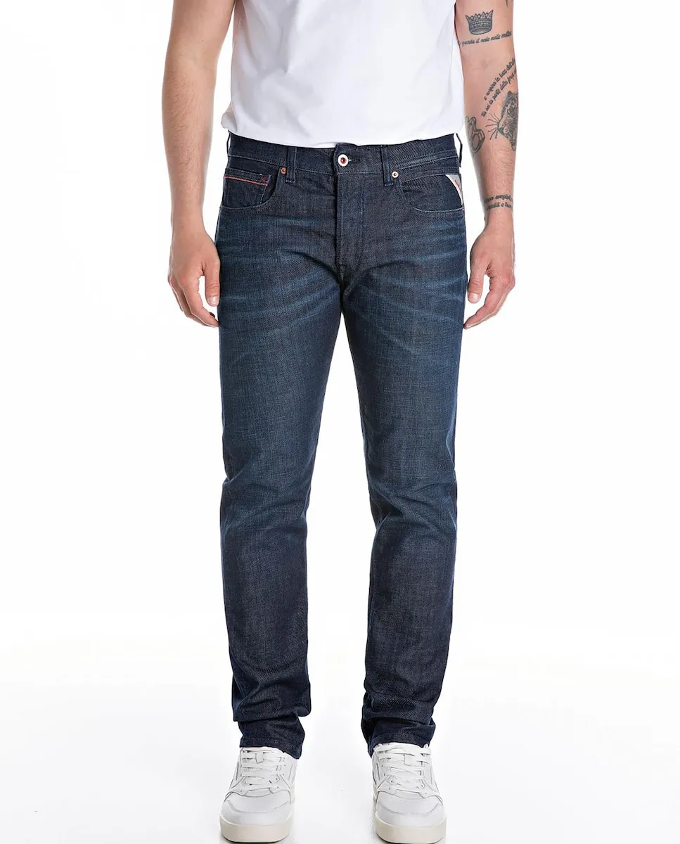 

Мужские джинсы прямого кроя с пятью карманами Replay, темно-синий