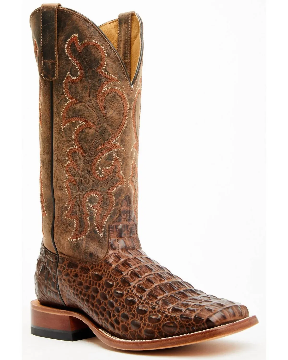 Horse Power Boots Мужские ковбойские сапоги с крокодиловым принтом, коричневые
