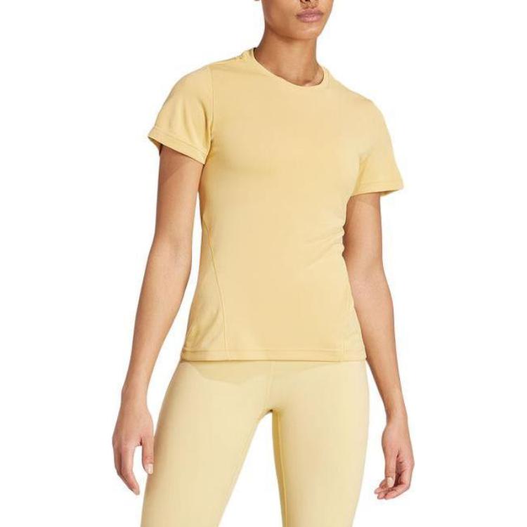 Футболка (WMNS) adidas Designed for Training HEAT.RDY HIIT Tee Asia Sizing 'Oat', желтый — фото 2