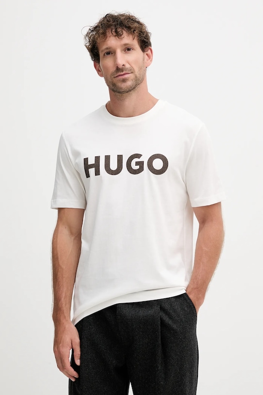

Хлопковая футболка Hugo, бежевый