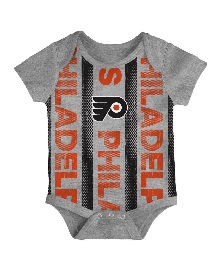 Комплект из 3 бодиков "Philadelphia Flyers Loyal Buddies" для мальчиков и девочек Outerstuff, оранжевый — фото 4