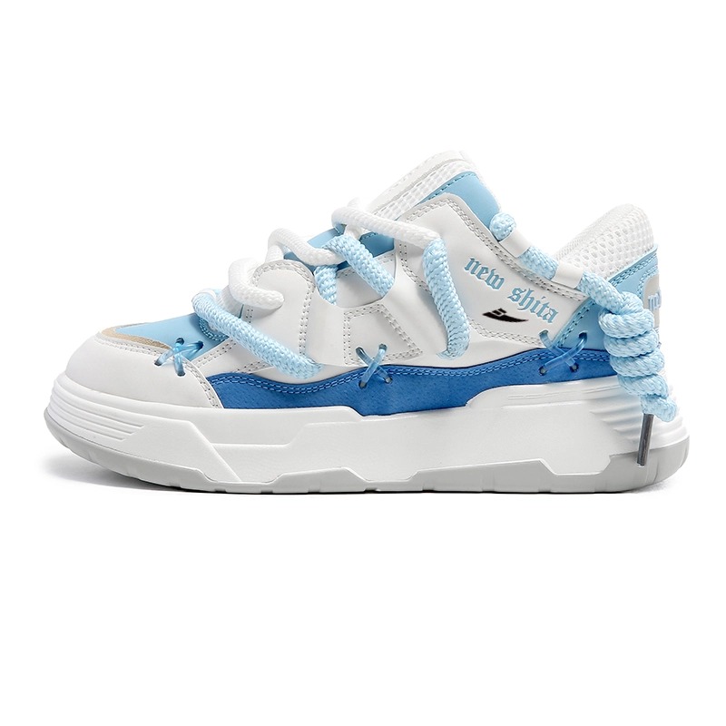 

Kuding Скользоустойчивые амортизирующие высотные низкие скейтерские кроссовки унисекс бело-голубые, цвет White Blue