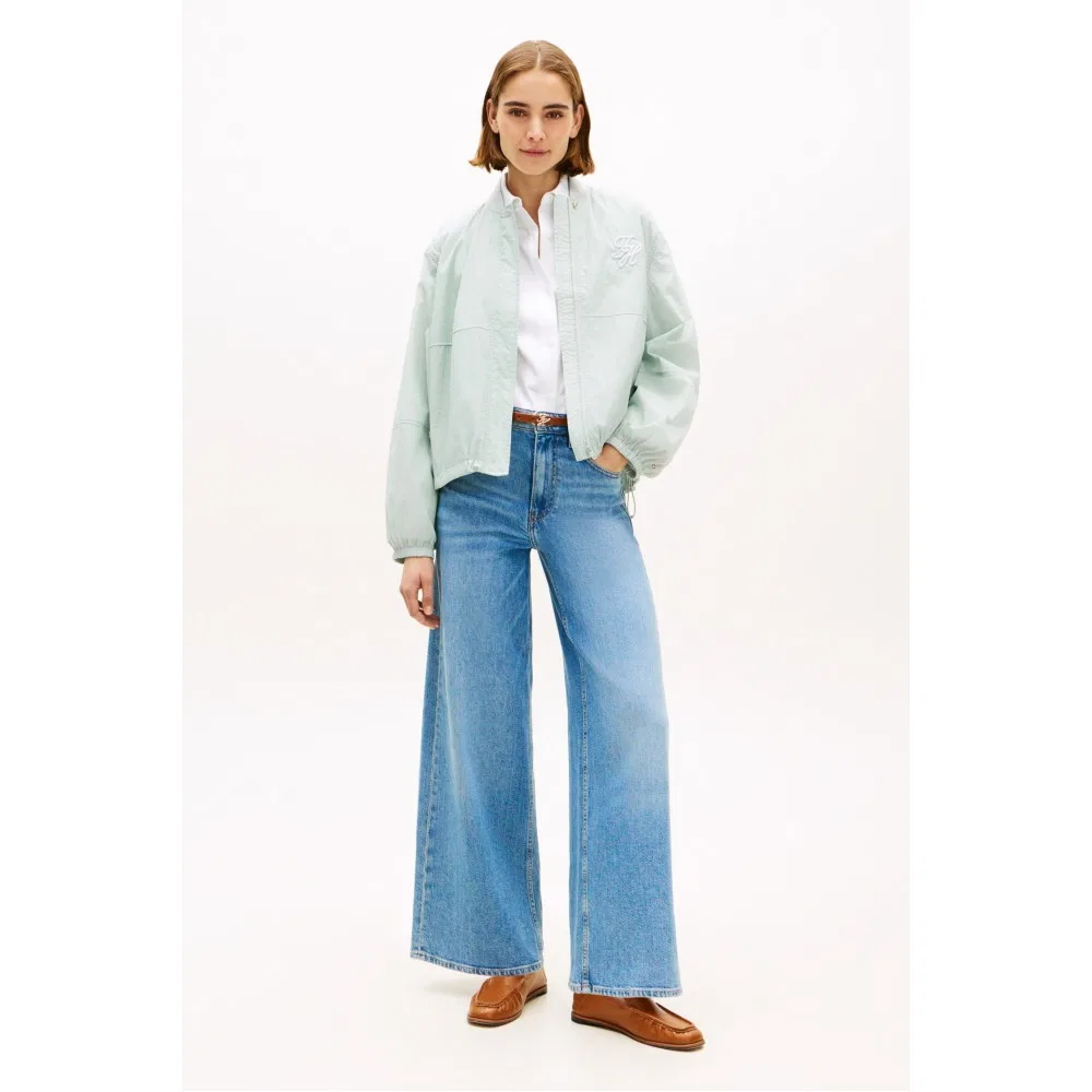 Женская укороченная куртка-бомбер оверсайз мятного цвета от Tommy Hilfiger Women — фото 2