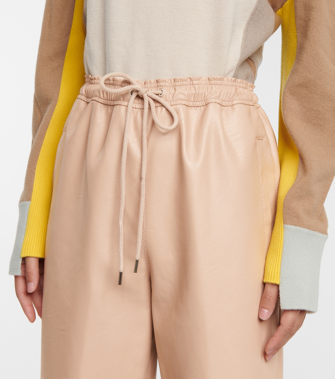 Спортивные штаны из искусственной кожи Stella McCartney, Dusty Rose — фото 4
