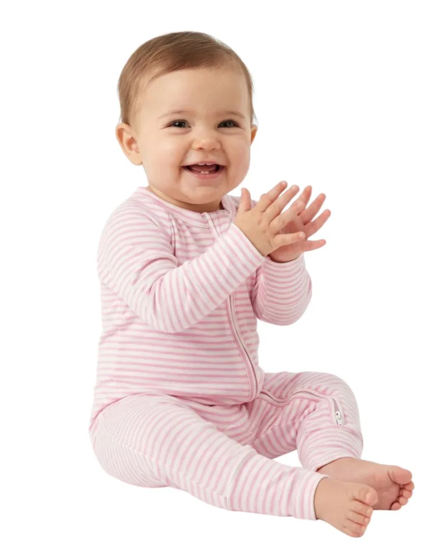 Детский слип из бамбука с длинным рукавом, модель Ballet Stripe Motette, Pink And White Stripes — фото 3