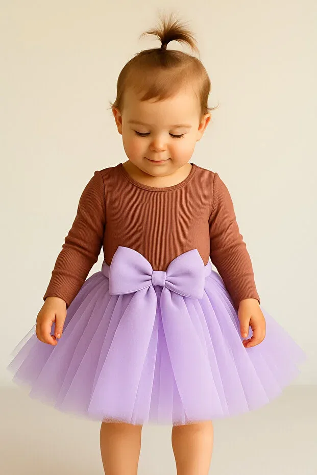 Детская юбка для девочек из фатина с бантом Nsmlife, Lilac