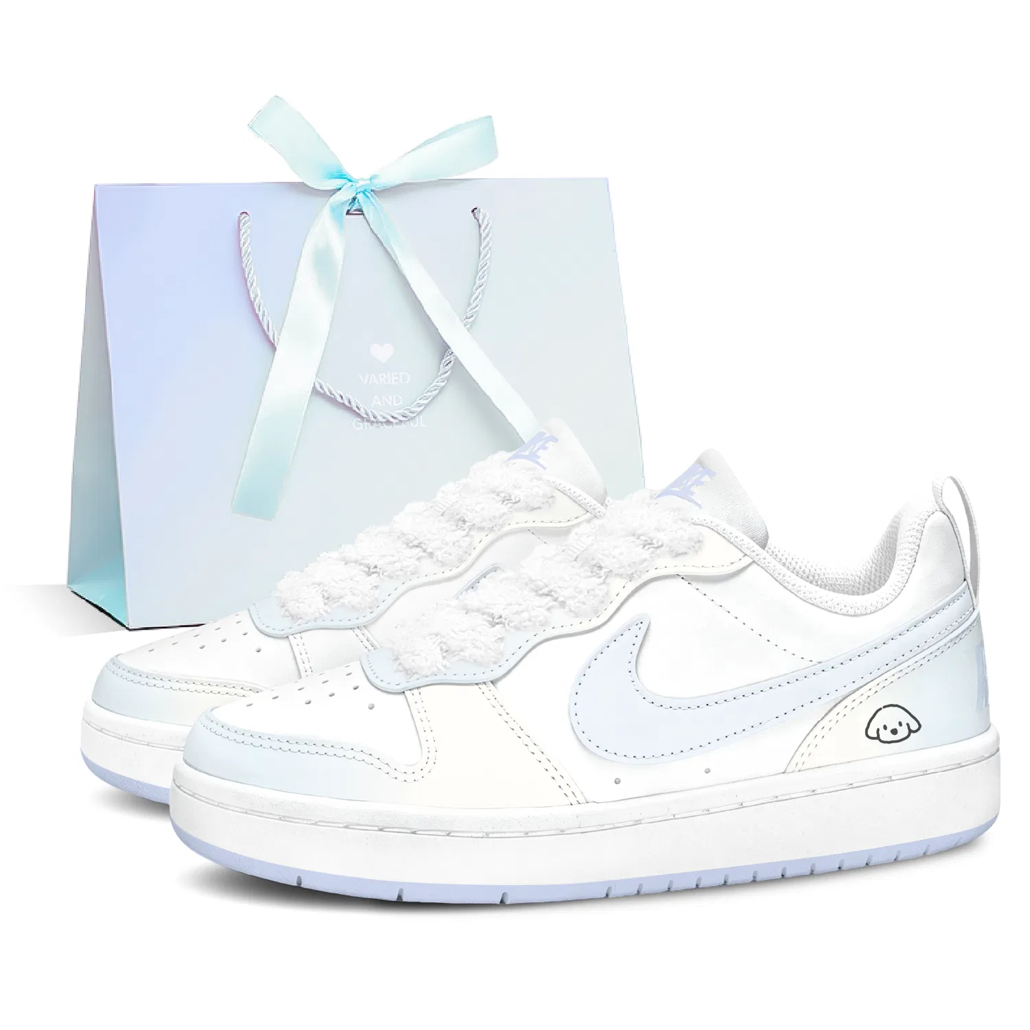 Детские кроссовки для скейтбординга с кожаным верхом Court Borough Nike, White Blue