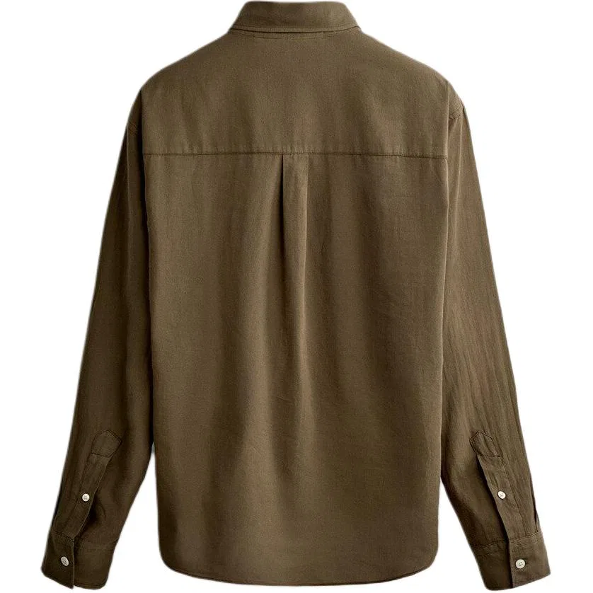 Мужская рубашка с лацканами прямая Dark Brown ZARA, Dark Brown — фото 3