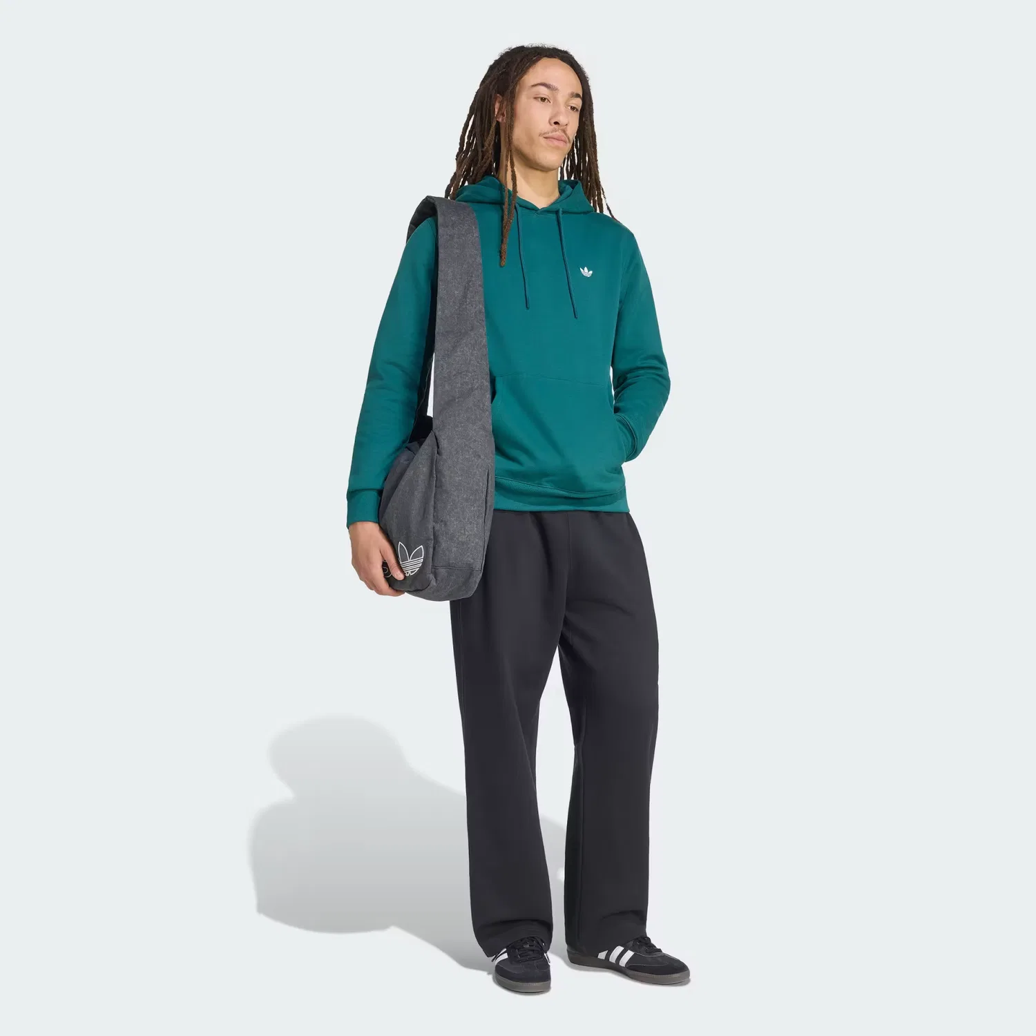 Мужская толстовка с капюшоном на флисе Trefoil Essentials Adidas Originals, насыщенный зеленый — фото 4